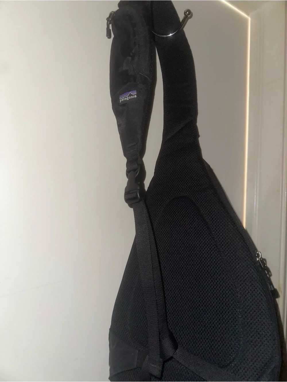 Patagonia Black Sling Pack with Front Buckle and Logo